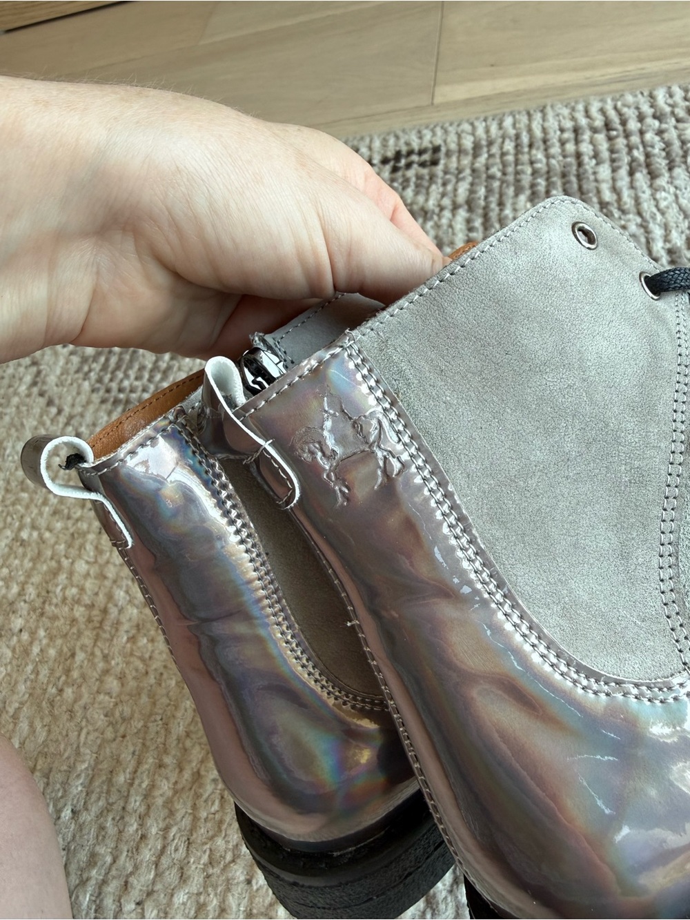 NWOB Embassy London Metallic Silver Combat Boots 37 - Picture 4 of 13